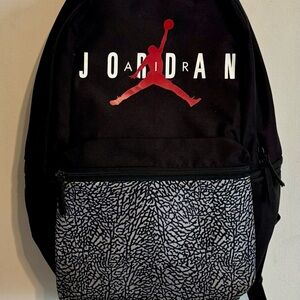 Jordan Red Logo Black and Gray Backpack
